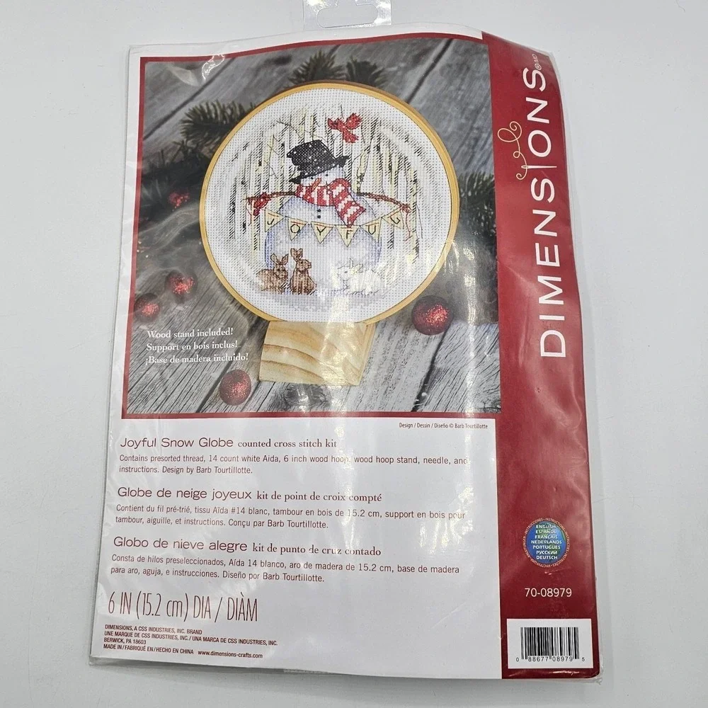 Dimensions Counted Cross Stitch Kit Joyful Snow Globe Snowman 70-08979‎ Sealed